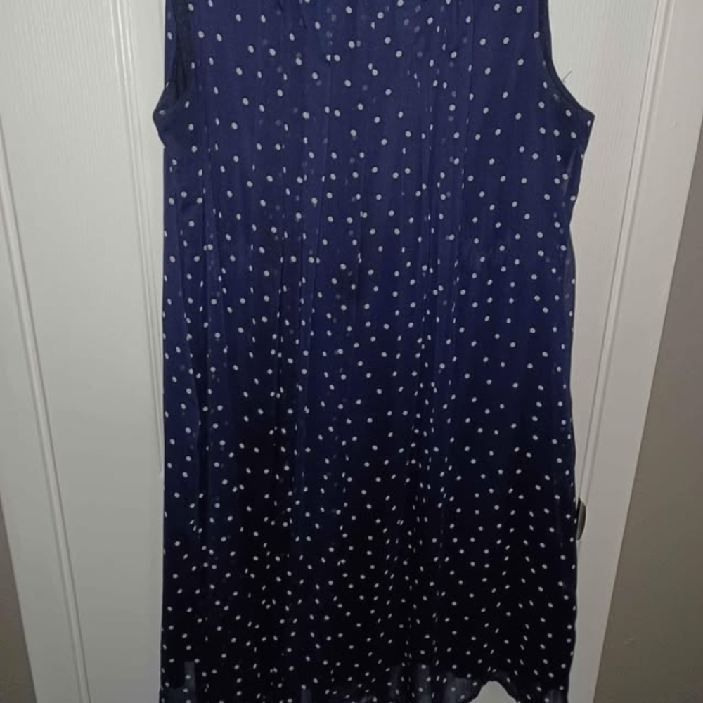 Soho Apparel Navy and White Polka Dot Dress Size L